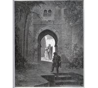 IPLUPJDY Astratta Della Poster Stampe su Tela Murale Dipinto Captive Story Primo incontro del prigioniero con Zoraide nel giardino del padre di Gustave Dore per Decorazioni per la Casa 60x90cm