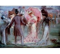 IPLUPJDY Astratta Della Poster Stampe su Tela Murale Dipinto Divertimento a pesare uomini che esaminano giovani donne con insistenza sulle corse didi Louis Anquetin per Decorazioni per la Casa 60x90cm