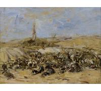 IPLUPJDY Astratta Della Poster Stampe su Tela Murale Dipinto Il perdono di Sant'Anna di Eugene Louis Boudin per Decorazioni per la Casa 60x90cm