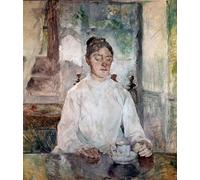 IPLUPJDY Astratta Della Poster Stampe su Tela Murale Dipinto La contessa Adele De Toulouse Lautrec madre artista mentre fa colazione - Henri De Toulouse Lautrec per Decorazioni per la Casa 60x90cm