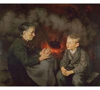 IPLUPJDY Astratta Della Poster Stampe su Tela Murale Dipinto La nonna racconta storie di Hans Thoma per Decorazioni per la Casa 60x90cm