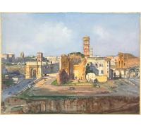 IPLUPJDY Astratta Della Poster Stampe su Tela Murale Dipinto l'Arco di Tito e il Tempio di Venere e nei pressi del Foro Romano di Ippolito Caffi per Decorazioni per la Casa 60x90cm