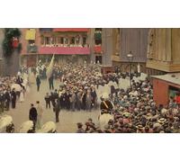 IPLUPJDY Astratta Della Poster Stampe su Tela Murale Dipinto Processione del Corpus Domini che esce dalla chiesa di Santa Maria Del Mar di Ramon Casas I Carbo per Decorazioni per la Casa 60x90cm