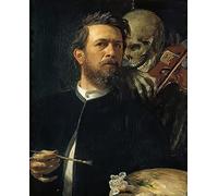 IPLUPJDY Astratta della Poster Stampe su Tela Tela da Arte Stampe Autoritratto con la morte che suona il violino - Arnold Böcklin per Decorazioni per la Casa 60x90cm