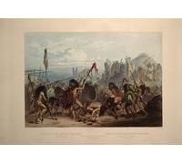 IPLUPJDY Dipinto su Tela Arte Della Parete su Tela Immagine Pittura Bison Dance degli indiani Mandan davanti alla loro loggia di medicina di Karl Bodmer per Decorazioni per la Casa 60x90cm