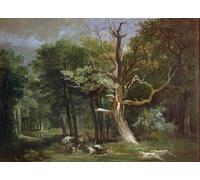 IPLUPJDY Dipinto su Tela Arte Della Parete su Tela Immagine Pittura Caccia al lupo nella foresta di Saint Germain di Jean Baptiste Oudry per Decorazioni per la Casa 60x90cm