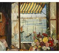 IPLUPJDY Dipinto su Tela Arte Della Parete su Tela Immagine Pittura Da una finestra veneziana di Christopher Richard Wynne Nevinson per Decorazioni per la Casa 60x90cm