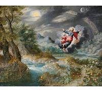 IPLUPJDY Dipinto su Tela Arte Della Parete su Tela Immagine Pittura Dio crea il sole la luna e le stelle nel firmamento di Jan Brueghel il Giovane per Decorazioni per la Casa 60x90cm