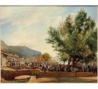 IPLUPJDY Dipinto su Tela Arte Della Parete su Tela Immagine Pittura il Bazar di Ragusa di Rudolf Von Alt per Decorazioni per la Casa 60x90cm