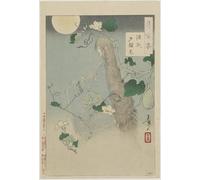 IPLUPJDY Dipinto su Tela Arte Della Parete su Tela Immagine Pittura il capitolo Yûgao dal racconto di Genji Rd Month di Tsukioka Yoshitoshi per Decorazioni per la Casa 60x90cm