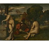 IPLUPJDY Dipinto su Tela Arte Della Parete su Tela Immagine Pittura Il Concerto del Campo di Tiziano Vecelli per Decorazioni per la Casa 60x90cm
