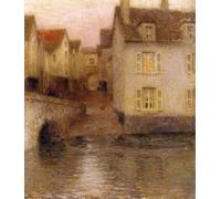 IPLUPJDY Dipinto su Tela Arte Della Parete su Tela Immagine Pittura il crepuscolo del ponte di Henri Le Sidaner per Decorazioni per la Casa 60x90cm