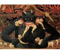IPLUPJDY Dipinto su Tela Arte Della Parete su Tela Immagine Pittura il Giudizio Universale Nemico che divora i dannati all'inferno di Beato Angelico per Decorazioni per la Casa 60x90cm