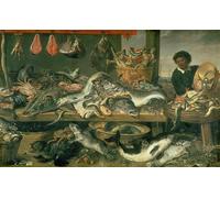 IPLUPJDY Dipinto su Tela Arte Della Parete su Tela Immagine Pittura il mercato del pesce di Frans Snyders o Snijders per Decorazioni per la Casa 60x90cm