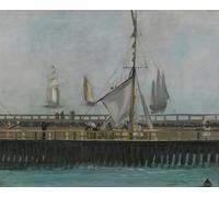 IPLUPJDY Dipinto su Tela Arte Della Parete su Tela Immagine Pittura il molo di Boulogne-sur-mer di Edouard Manet per Decorazioni per la Casa 60x90cm