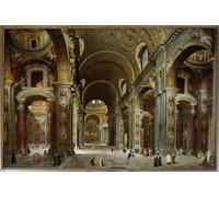 IPLUPJDY Dipinto su Tela Arte Della Parete su Tela Immagine Pittura il Prelato Diplomatico e Poeta Melchior De Polignac in visita alla Basilica di Paolo Pannini per Decorazioni per la Casa 60x90cm