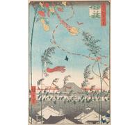 IPLUPJDY Dipinto su Tela Arte Della Parete su Tela Immagine Pittura il Tanabata Festival Dalla serie Cento famose vedute di Edo Hiroshige per Decorazioni per la Casa 60x90cm