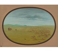 IPLUPJDY Dipinto su Tela Arte Della Parete su Tela Immagine Pittura Il villaggio dei cani della prateria di George Catlin per Decorazioni per la Casa 60x90cm
