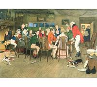 IPLUPJDY Dipinto su Tela Arte Della Parete su Tela Immagine Pittura La cena di Natale alla locanda di Cecil Charles Windsor Aldin per Decorazioni per la Casa 60x90cm