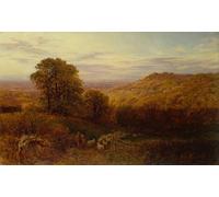 IPLUPJDY Dipinto su Tela Arte Della Parete su Tela Immagine Pittura La luce del sole persiste nei boschi autunnali di George Vicat Cole per Decorazioni per la Casa 60x90cm