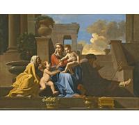 IPLUPJDY Dipinto su Tela Arte Della Parete su Tela Immagine Pittura la Sacra Famiglia sui gradini di Nicolas per Decorazioni per la Casa 60x90cm