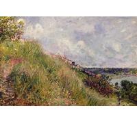 IPLUPJDY Dipinto su Tela Arte Della Parete su Tela Immagine Pittura la Senna Veduta delle pendici di Alfred Sisle per Decorazioni per la Casa 60x90cm