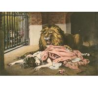 IPLUPJDY Dipinto su Tela Arte Della Parete su Tela Immagine Pittura La sposa del leone di Gabriel Max per Decorazioni per la Casa 60x90cm