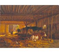 IPLUPJDY Dipinto su Tela Arte Della Parete su Tela Immagine Pittura la stalla delle mucche di Jean Louis Van Kuyck per Decorazioni per la Casa 60x90cm