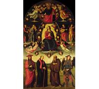 IPLUPJDY Dipinto su Tela Arte Della Parete su Tela Immagine Pittura la Vergine in trono con angeli e santi di Pietro Perugino per Decorazioni per la Casa 60x90cm