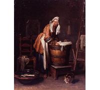 IPLUPJDY Dipinto su Tela Arte Della Parete su Tela Immagine Pittura Lavandaia di Jean Baptiste Simeon Chardin per Decorazioni per la Casa 60x90cm