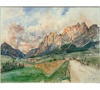 IPLUPJDY Dipinto su Tela Arte Della Parete su Tela Immagine Pittura le Mura del Pomagagnon con Cortina Dampezzo di Rudolf Von Alt per Decorazioni per la Casa 60x90cm