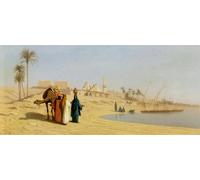 IPLUPJDY Dipinto su Tela Arte Della Parete su Tela Immagine Pittura le rive del Nilo di Charles Theodore Frere per Decorazioni per la Casa 60x90cm