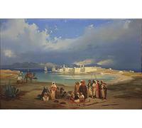 IPLUPJDY Dipinto su Tela Arte Della Parete su Tela Immagine Pittura l'Istmo di Suez di Ippolito Caffi per Decorazioni per la Casa 60x90cm