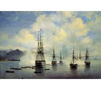 IPLUPJDY Dipinto su Tela Arte Della Parete su Tela Immagine Pittura lo sbarco del generale N Raewski a Subashi a luglio di Ivan Konstantinovich Aivazovsky per Decorazioni per la Casa 60x90cm