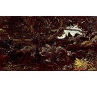 IPLUPJDY Dipinto su Tela Arte Della Parete su Tela Immagine Pittura nella foresta di Fontainebleau di Antoine Louis Barye per Decorazioni per la Casa 60x90cm