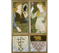 IPLUPJDY Dipinto su Tela Arte Della Parete su Tela Immagine Pittura Re Artù e la regina Ginevra sei piastrelle prodotte da Edward Burne Jones per Decorazioni per la Casa 60x90cm