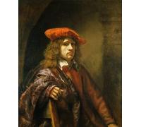 IPLUPJDY Dipinto su Tela Arte Della Parete su Tela Immagine Pittura Ritratto di un giovane con cappello rosso di Samuel Van Hoogstraten per Decorazioni per la Casa 60x90cm