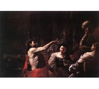 IPLUPJDY Dipinto su Tela Arte Della Parete su Tela Immagine Pittura San Govannis Battista davanti a Erode di Mattia Preti per Decorazioni per la Casa 60x90cm