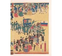 IPLUPJDY Dipinto su Tela Arte Della Parete su Tela Immagine Pittura Sfilata di persone delle Cinque Terre di Utagawa Sadahide per Decorazioni per la Casa 60x90cm