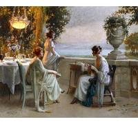 IPLUPJDY Dipinto su Tela Arte Della Parete su Tela Immagine Pittura Una serata in terrazza di Delphin Enjolras per Decorazioni per la Casa 60x90cm