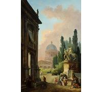 IPLUPJDY Dipinto su Tela Arte Della Parete su Tela Immagine Pittura Visione immaginaria del domatore didel Monte Cavallo di Hubert Robert per Decorazioni per la Casa 60x90cm