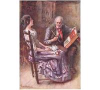 IPLUPJDY Quadri Stampe Quadro su Tela Poster su Tela Caleb Plummer e sua figlia cieca di Harold Copping per Decorazioni per la Casa 60x90cm