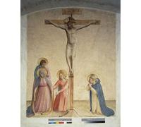 IPLUPJDY Quadri Stampe Quadro su Tela Poster su Tela Crocifissione con la Vergine Maria San Domenico Iscrizione di Beato Angelico per Decorazioni per la Casa 60x90cm
