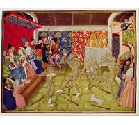 IPLUPJDY Quadri Stampe Quadro su Tela Poster su Tela Harl Fol. il Bal Des Ardents Th gennaio Dalla cronaca di froissart per Decorazioni per la Casa 60x90cm