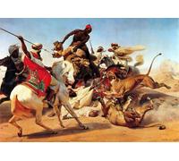 IPLUPJDY Quadri Stampe Quadro su Tela Poster su Tela La caccia al leone di Horace Vernet per Decorazioni per la Casa 60x90cm