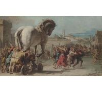 IPLUPJDY Quadri Stampe Quadro su Tela Poster su Tela la Processione del Cavallo di Troia in Troia di Domenico Tiepolo per Decorazioni per la Casa 60x90cm