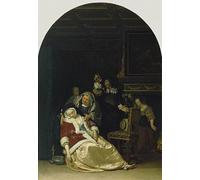 IPLUPJDY Quadri Stampe Quadro su Tela Poster su Tela la visita dei medici di Frans Van Mieris per Decorazioni per la Casa 60x90cm