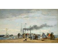 IPLUPJDY Quadri Stampe Quadro su Tela Poster su Tela Molo e pontile a Trouville di Eugene Louis Boudin per Decorazioni per la Casa 60x90cm