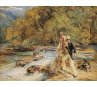 IPLUPJDY Quadri Stampe Quadro su Tela Poster su Tela un Ghillie che pesca il salmone di John Frederick Lewis per Decorazioni per la Casa 60x90cm