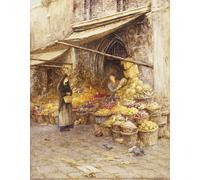 IPLUPJDY Quadri Stampe Quadro su Tela Poster su Tela una bancarella di frutta alla base del campanile di Helen Allingham per Decorazioni per la Casa 60x90cm